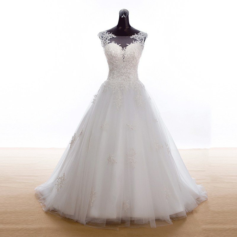 婚纱礼服2017夏季新款复古双肩显瘦v领拖尾婚纱一字肩蕾丝大码