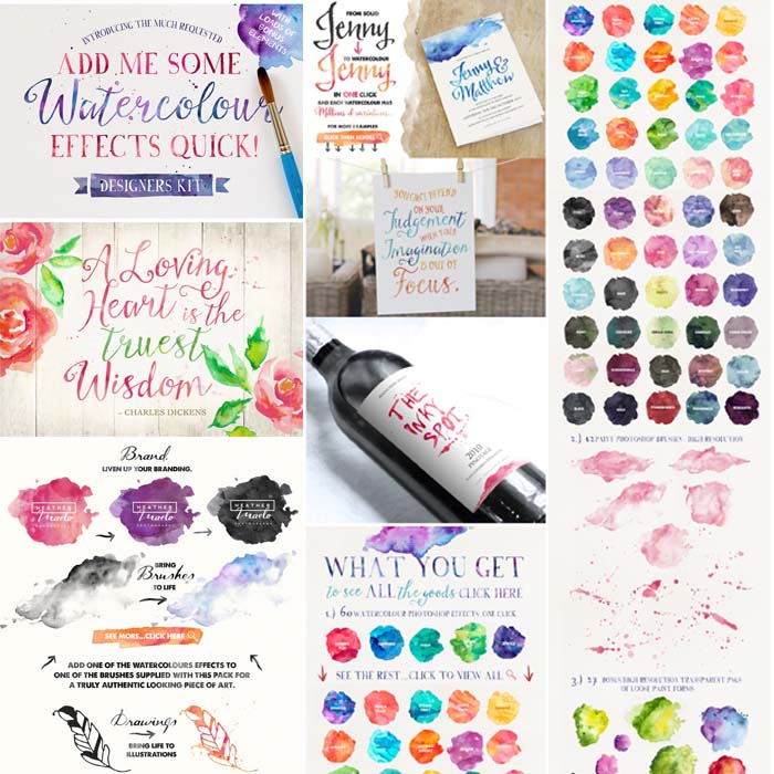 P0180高清PS设计素材 水彩纹理笔刷样式填充动作模板asl/bra/png