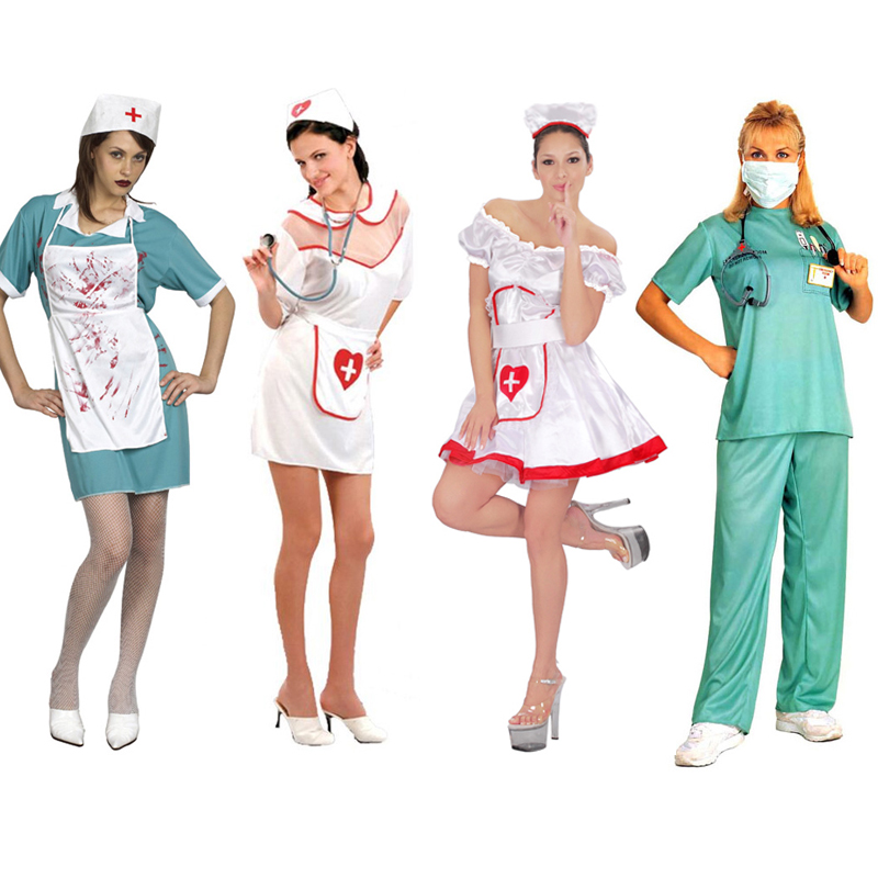 万圣节cosplay成人狂欢节恐怖服装 带血女护士服 男外科医生服装