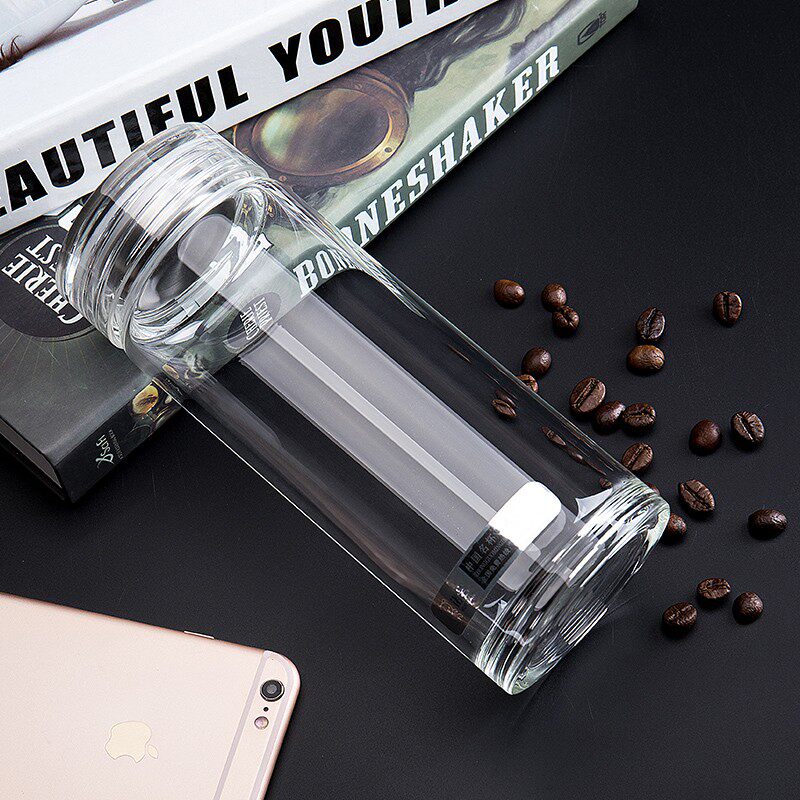 诺扬玻璃水晶水杯，单层加厚便携式高温耐热男女茶杯车