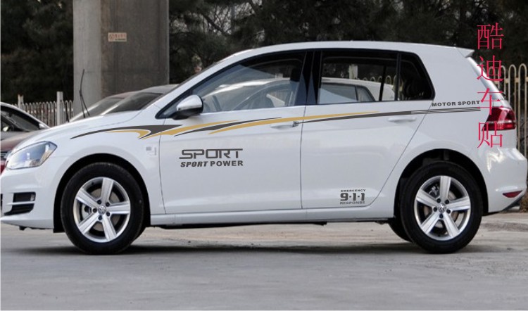10~15款汽车贴纸高尔夫6/7/POLO GTI GOLF6尚酷车身腰线拉花饰纸