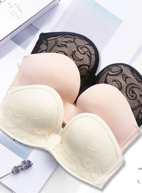 妍子家 无肩带隐形防滑文胸春夏聚拢薄款半杯无痕婚纱内衣抹胸