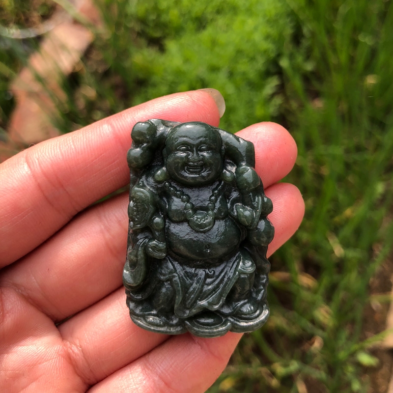笑口常开项链玉佛送证书