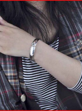 文泽百岁银坊富贵头子花手工定做 银饰银 手镯NO1264