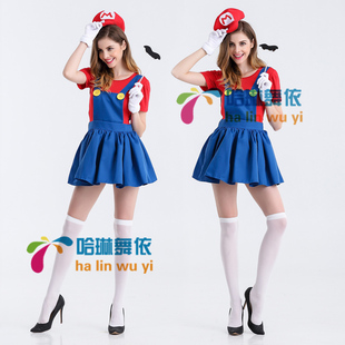 化妆舞会cos服装年会圣诞节超级玛丽衣服成人儿童马里奥路易服