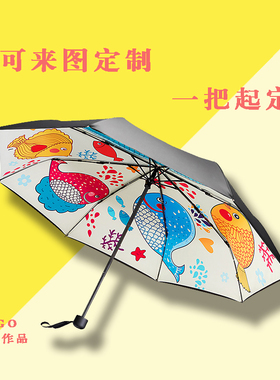 新款来图定做DIY个性图片图案LOGO照片动漫遮阳伞定制伞架晴雨伞