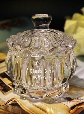 Glass City个性水晶玻璃喜糖盒收纳盒首饰盒小糖缸美甲容器洗笔杯