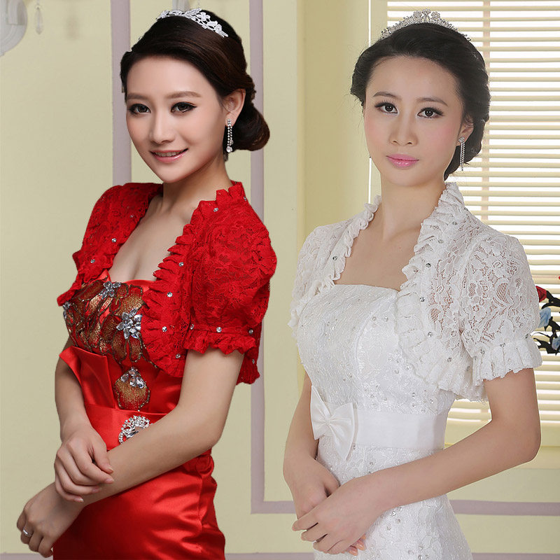 婚纱披肩短款春秋季新娘薄款坎肩白色红色礼服披肩蕾丝小外套在类目 服饰配件/皮带/帽子/围巾, 围巾/丝巾/披肩中 - 来自Buy2taobao.com提供专业的淘宝代购服务