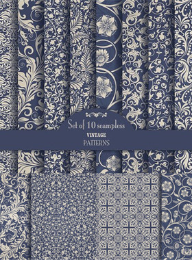A0370矢量10张巴洛克华丽欧式四方连续纹理背景图 AI设计素材