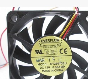 EVERFLOW R126010BU 12V0.35A 6010 6CM 3线 双滚珠大风量CPU风扇