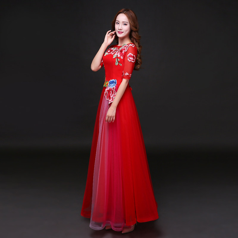 演出服女2019新款成人合唱团礼服长款连衣裙显瘦大码主持人礼服裙|ruв категории Женская одежда, Cвадебные платья, платье/вечернее платье - от Buy2taobao.com для оказания профессиональной услуги покупки агента Taobao