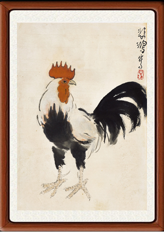 装饰画国画字画客厅八骏图非手绘挂画徐悲鸿雄鸡图书画大吉赠装裱