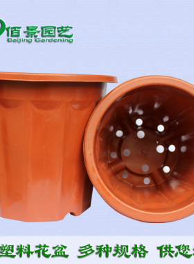塑料花盆橘红色盆E角 蔬菜瓜果花苗花盆苗圃园艺基地大量培植绿植