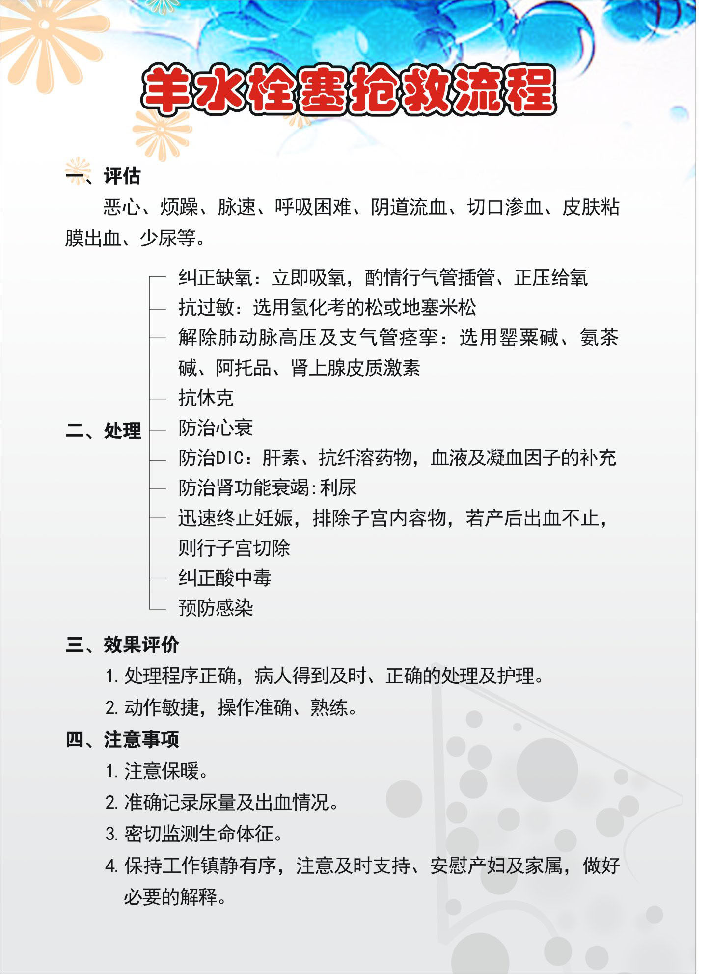 730海报印制展板写真喷绘309妇幼抢救流程图4羊水栓塞抢救流程