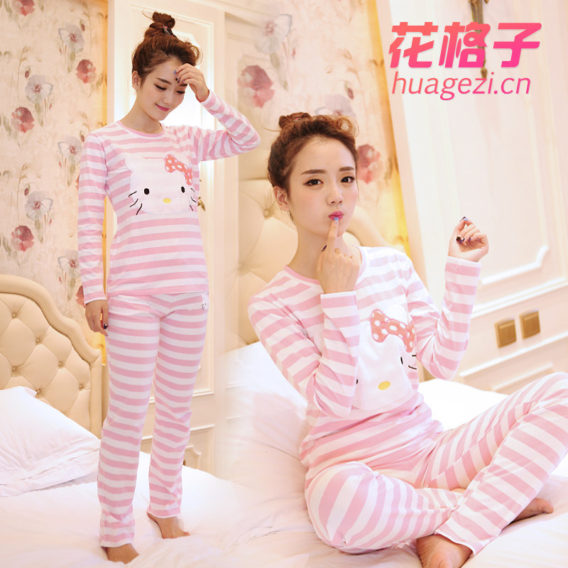 lovely hello kitty lady spring and autumn Pajamas women pure cotton Long sleeve lovely Cartoon tracksuit suitin the Lingerie/Men's underwear/Tracksuit , Pajamas/Home service package  category - from Buy2taobao.com to provide professional Taobao agent buy service