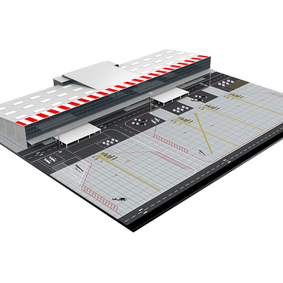 展示机场图纸木质地台不含模型