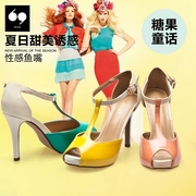 New IIXVIIX summer fish mouth high heels Sandals Women's shoes color mosaic SN42114004
