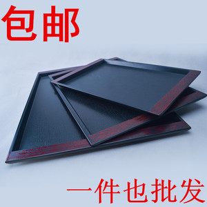 塑料防滑托盘加厚木纹长方形托盘酒店客房欧式托盘火锅店端菜托盘