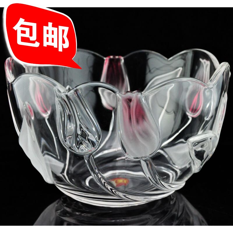 郁金香水晶玻璃水果盘果斗花瓶现代时尚家用客厅果盘装饰乔迁礼物