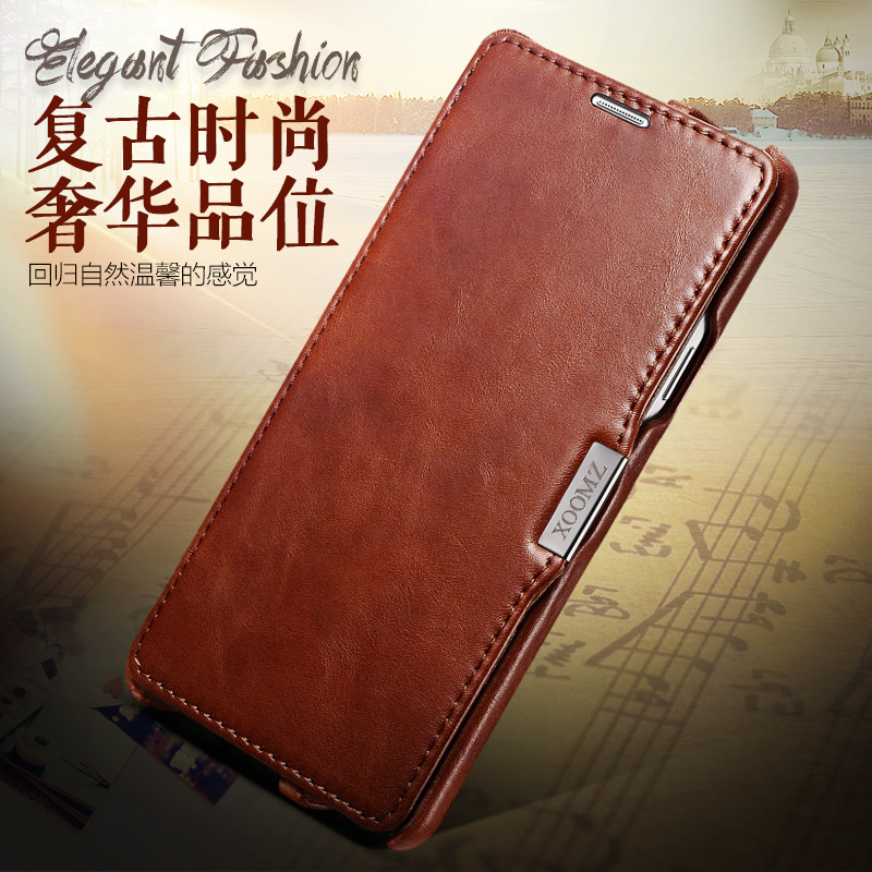 iCarer Vintage Series Side Open Handmade Genuine Cowhide Leather Case Cover for Samsung Galaxy Note 4