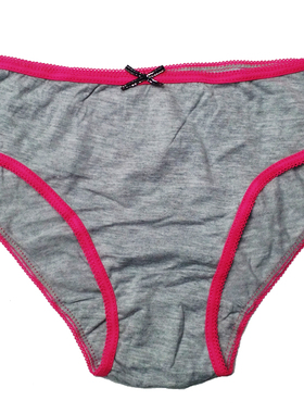 外贸*5-10岁女童瘦款灰色红边薄全棉三角短裤内裤