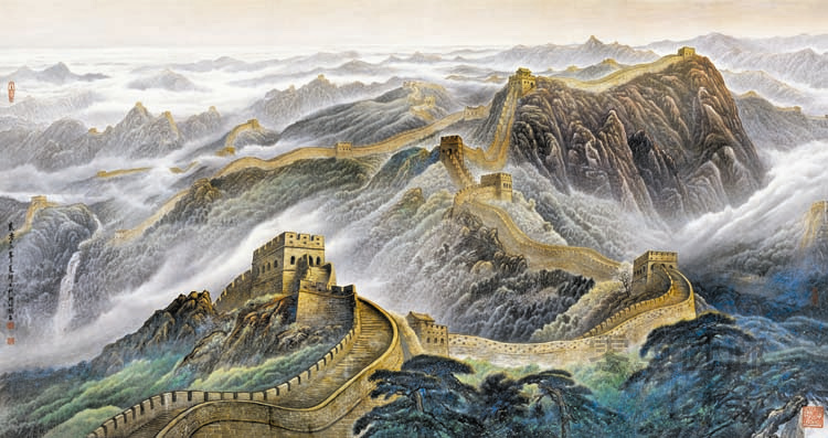 万里长城龙抬头 现代中式客厅装饰画风水画书房壁画办公室挂画芯