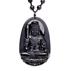 天然黑曜石不动明王不动尊吊坠 属鸡本命佛 生肖鸡守护神