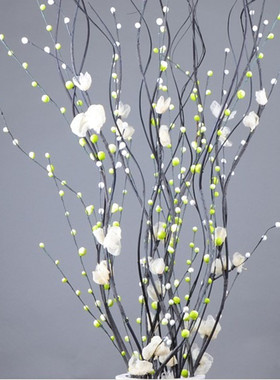 包邮客厅落地干花仿真花 装饰花 樱花银柳干枝曲柳插花套装白色