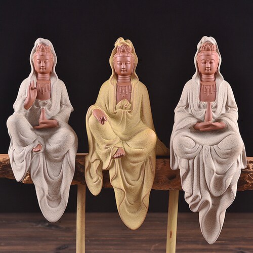 陶瓷工艺品观音紫砂自在观世音菩萨家居客厅桌面博古架装饰品摆件 - 封面