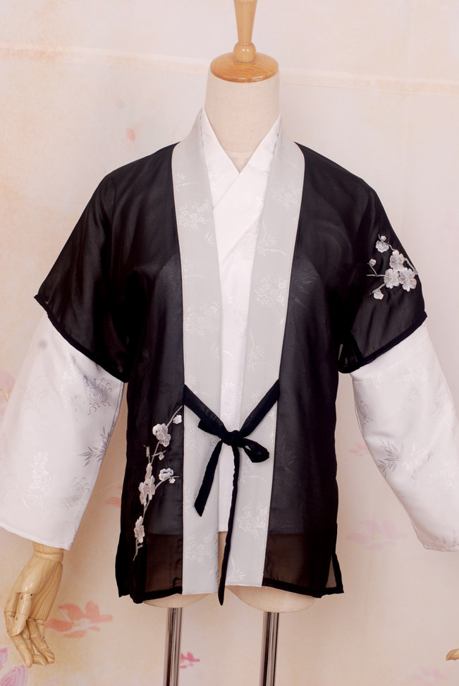 独此无二汉服披纱黑色雪纺半臂短褙子绣花梅花禅修茶道居家服现货,个性定制/设计服务/DIY,汉服定制/加工,淘宝优惠券,粉丝福利购,淘宝优惠卷