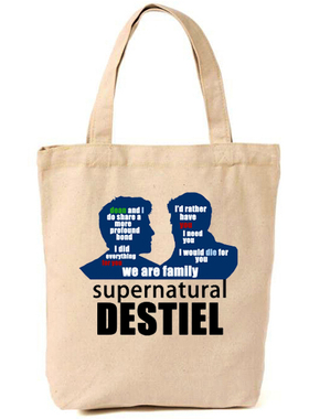 supernatural邪恶力量destiel帆布包 单肩手提 环保袋 SPN布袋