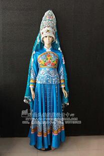 晴焱民族服饰 量身订做 锡伯族民族服装 舞台舞蹈表演服 女装