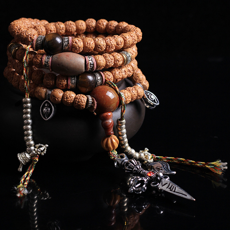 正宗5五瓣金刚菩提子藏式打磨手串佛珠手链108颗黄皮入门金刚文玩