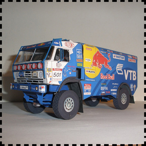 俄罗斯Kamaz 4326-9卡车达喀尔拉力赛涂装纸模型1:32手工拼装DIY