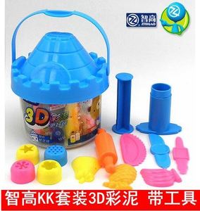 智高3d彩泥模具12色24色kk彩泥橡皮泥城堡储钱罐桶装宝宝儿童玩具