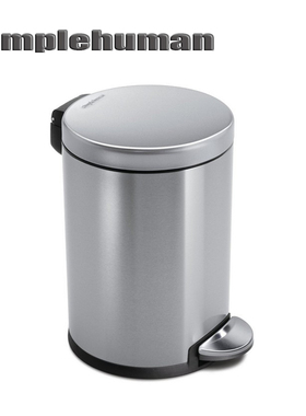 美国simplehuman 迷你圆形脚踏高端垃圾桶 抛光不锈钢 4.5 L