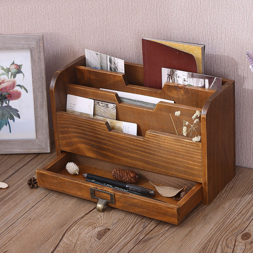 实木日式复古实木书报架