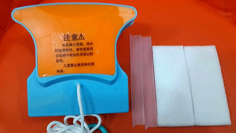 瑞发双面玻璃擦窗清洁器双层中空刮强磁30-35送百洁布2片+胶条2片