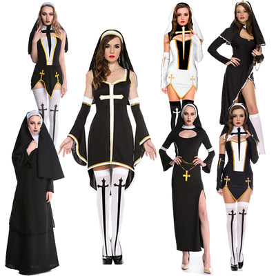 万圣节新款服饰成人圣母玛利亚修女服装cos化妆舞会女牧师演出服