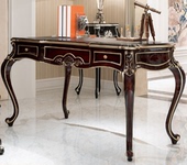 欧式 奢华老板台雕花真皮办公桌意大利进口烤漆老板桌 实木书桌法式