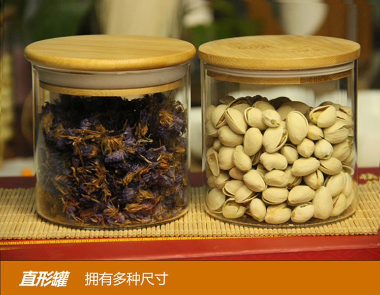 竹盖密封罐 厨房玻璃防潮储物罐宜家风格干货糖果花草茶叶罐|msdalam kategori pinggan mangkuk, set teh, caddy teh - dari Buy2taobao.com untuk memberikan perkhidmatan ejen Taobao profesional membeli