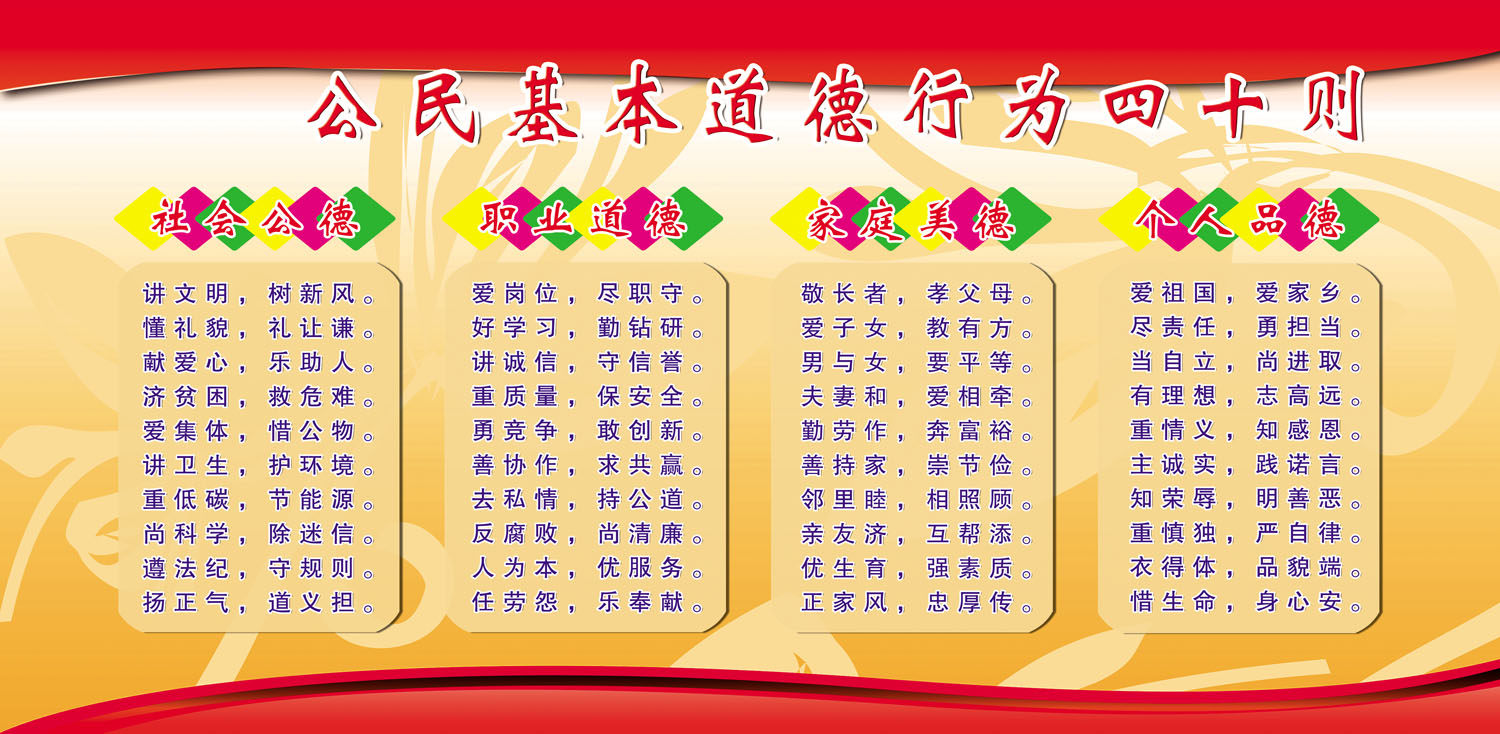 750海报印制展板写真喷绘157公民基本道德行为四十则