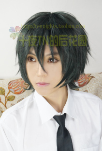十夜TN 墨绿色 反翘短发 越前龙马 COS 假发 刘海已修好