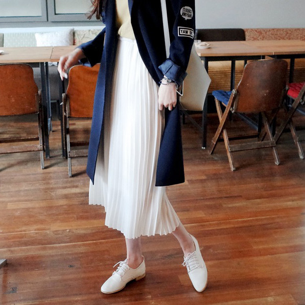 白色大摆半身裙女雪纺百褶中长裙a字2019秋冬装新款纯色褶皱长裙在类目 女装/女士精品, 半身裙中 - 来自Buy2taobao.com提供专业的淘宝代购服务