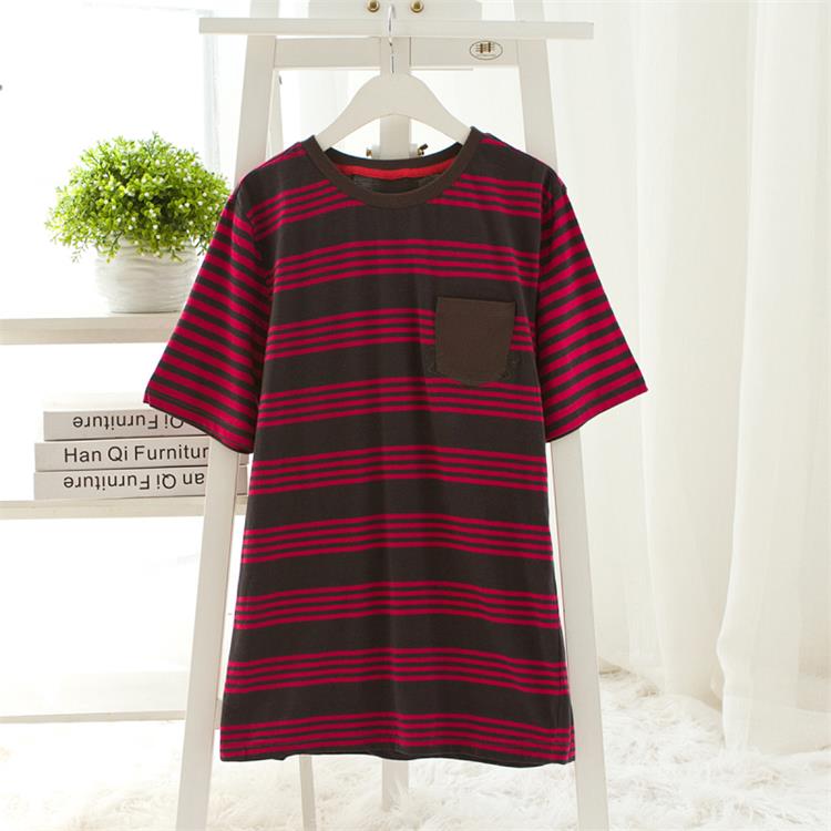 春夏装新款男款韩版时尚圆领条纹休闲运动短袖T恤男