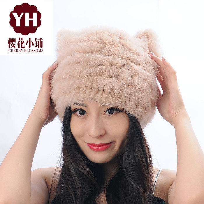 Autumn and winter Rabbit's hair leather and fur Hat lady Sweet lovely Orecchiette Hat keep warm Plush Hat Lei Feng cap Korean Editionin the Accessories/Leather belt/Hat/Muffler , Hat  category - from Buy2taobao.com to provide professional Taobao agent buy service