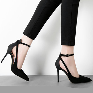 新款一字扣带高跟鞋
