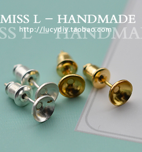 【Miss L】TF09 可黏贴 铜耳钉一对 DIY玻璃罩配件（双面耳钉）