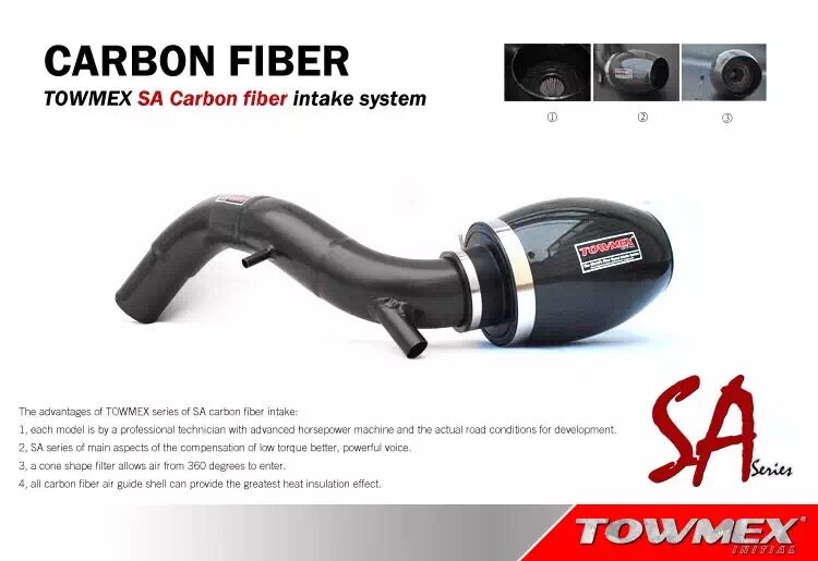 奔驰CLA/C200/C260改装TOWMEX SA碳纤进气风箱冬菇高流量总管套件图片