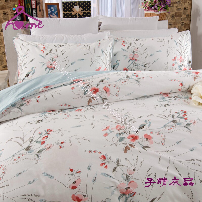 纯棉贡缎400根(600根)床品四件套 水墨花鸟 活性印花 包邮